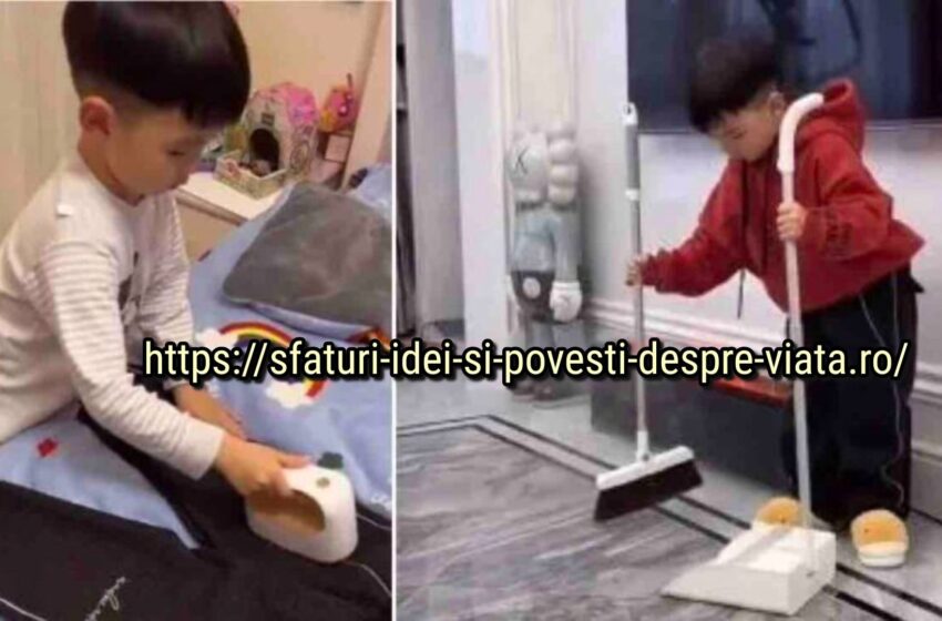  O mamă a fost criticată pentru că fiul ei de 6 ani face treburile casnice,comentariile nu au afectat-o pe  mama.