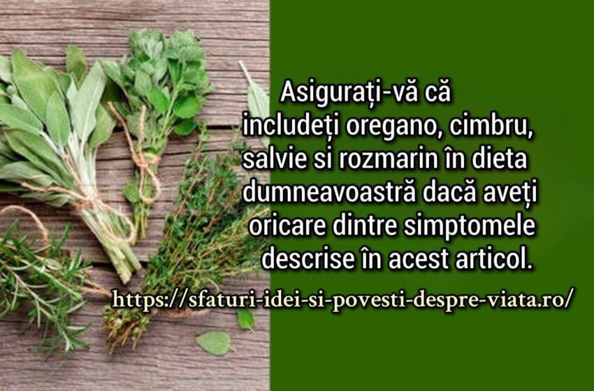  Asigurați-vă că includeți oregano, cimbru, salvie si rozmarin în dieta dumneavoastră dacă aveți oricare dintre simptomele descrise în acest articol.