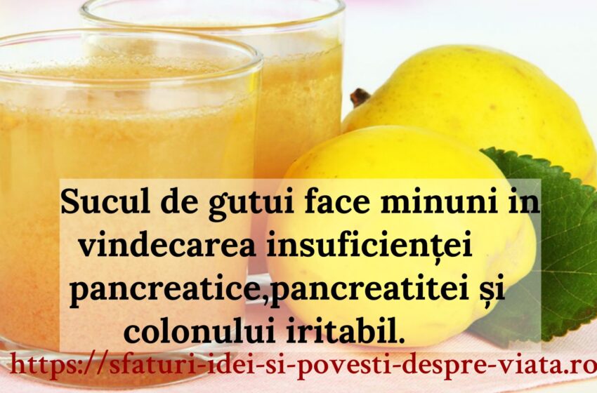  Sucul de gutui face minuni in vindecarea insuficienței pancreatice,pancreatitei și colonului iritabil.