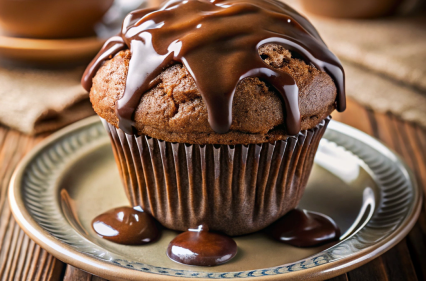  Brioșă cu ciocolată (cupcake) cu umplutură de ciocolată lichidă: o rețetă delicioasă.