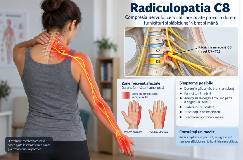  Radiculopatia C8: simptome, cauze, diagnostic și tratament al compresiei nervului cervical